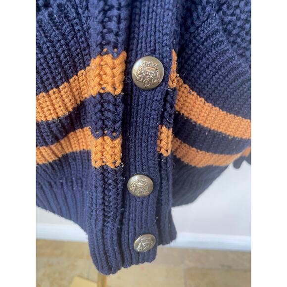 Womens Cardigan Sz L Striped Oversized Grandpa Chunky Fisherman Preppy Grunge - Picture 2 of 12
